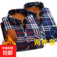 【加絨保暖】男士厚款格子襯衫秋冬中老年長(cháng)袖襯衫爸爸裝襯衣 紅色+藍色 【加絨加厚】 3XL 【建議130~140斤左右】