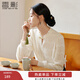 香影新中式國風(fēng)白色襯衫女2025秋冬新款長(cháng)袖木耳邊立領(lǐng)蕾絲邊上衣 鷺白 L 165/88A/110-125斤