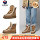 AU&MU澳洲羊皮毛一體雪地靴女冬季綁帶流蘇中筒靴加絨加厚保暖防滑棉鞋 栗色 【羊皮毛一體】591 38 U7