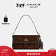 蔻馳（COACH）奧萊女士女包經(jīng)典標志繩絨織物ETTA 25號翻蓋單肩包腋下包盒子包 IM/松露色