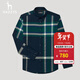 哈吉斯（HAZZYS）男裝 春秋款男士襯衣復古港風(fēng)大格紋長(cháng)袖襯衫男ASCZK1BCF07 藏青色NV XL （180/100A 50）