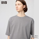 優(yōu)衣庫合作款/男裝女裝AIRism棉混紡寬松條紋T恤5分袖短袖484508 04 煙灰色 L