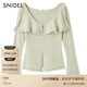 SNIDEL2026春夏新品時(shí)尚水手領(lǐng)蕾絲邊長(cháng)袖針織衫上衣SWNT261018 薄荷綠 均碼 (F)