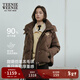 Teenie Weenie小熊女裝羽絨服2025冬新款休閑時(shí)髦仿羊羔毛拼接外套 棕色 M