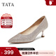 他她（TATA）酒杯鞋婚鞋新娘鞋伴娘鞋宴會(huì )高跟鞋女鞋細跟配裙子單鞋新 粉色（5.5cm）-流光款 37