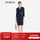 PORTS寶姿女裝2024早秋新款長(cháng)袖經(jīng)典拼接印花通勤修身顯瘦連衣裙 丈青 XS (2)