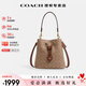 蔻馳（COACH）【情人節禮物】ROWAN系列女士手提包經(jīng)典老花斜挎子母水桶包CBH07 IMXHE棕黃色/棕色