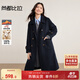 尚都比拉英倫風(fēng)純羊毛毛呢大衣女冬季保暖厚款雙面呢外套中長(cháng)翻領(lǐng)寬松大衣