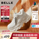 百麗（Belle）馬賽克百搭老爹鞋女2026春新商場(chǎng)款厚底增高休閑鞋F1K1DAM6 米白-絨里 36 (230mm)