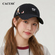 CACUSS帽子女春季新款刺繡鴨舌帽學(xué)院風(fēng)休閑顯臉小棒球帽男款 夜霧黑