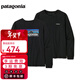 巴塔哥尼亞（Patagonia） 女士棉混紡圓領(lǐng)長(cháng)袖T恤L/S P-6 Logo 37603 BLK S 160/165(CM) 50/56(KG)