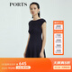PORTS寶姿商場(chǎng)同款新品女裝氣質(zhì)純色修身短袖連衣裙LL8N021RWE005 丈青 L (8)