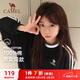 駱駝（CAMEL）純棉t神圓領(lǐng)長(cháng)袖T恤男女款休閑打底衫 C35BAXLN056D 幻影黑白 M