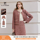 香影小香風(fēng)粗花呢外套套裝女2026春季新款千金感直筒半身裙兩件套 酒紅 M