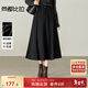 尚都比拉保暖厚毛呢半身裙女冬季設計感立裁高腰A字裙寬松顯瘦氣質(zhì)中長(cháng)裙