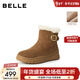 百麗（Belle）厚底增高雪地靴女冬季新款商場(chǎng)同款加毛保暖短靴E6W1DDD5 棕色 37