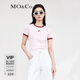 MO&Co.短袖T恤春夏撞色鑲邊圓領(lǐng)短款正肩美式風(fēng)格舒適棉感摩安珂新年紅 冰粉色-第2批 S 160