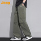 JEEP吉普工裝褲男春秋季直筒寬松褲子男士百搭休閑褲男褲 軍綠   2XL