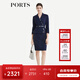 PORTS寶姿女裝2024早秋新款長(cháng)袖經(jīng)典拼接印花通勤修身顯瘦連衣裙 丈青 XS (2)