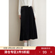 獨束大碼女裝法式絲絨半身裙女秋冬新款高腰微魚(yú)尾裙通勤約會(huì )A字裙 墨染黑-168版 L