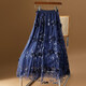 網(wǎng)紗半身裙女大擺立體花朵甜美清新森系時(shí)尚感中長(cháng)款仙女a(chǎn)字紗裙 藍色 均碼 80-150斤