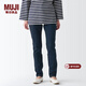 MUJI女式 彈力牛仔修身褲 (股下75cm)長(cháng)褲褲子休閑褲BEA47A3S 深藏青色 26inch