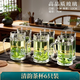 青蘋(píng)果加厚耐熱玻璃茶杯帶蓋茶飲杯蓋杯帶把杯子辦公家用喝水杯泡茶杯 素雅直身泡茶杯六只裝