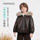 瑪米瑪卡（MOMOCO）兒童外套女童皮衣加毛厚款棉服童裝 棕色 105