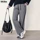 慕姍詩(shī)怡（MsShe）【加厚銀狐絨】大碼女裝2025冬裝胖mm刺繡直筒&束腳加長(cháng)衛褲 花灰色現貨 4XL