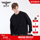 BOY LONDON【暗紋植絨】男女同款長(cháng)袖滿(mǎn)印寬松圓領(lǐng)套頭衛衣N03010 黑色 XL