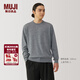 MUJI男式 羊毛可水洗高針距圓領(lǐng)毛衣 男士冬季男款長(cháng)袖針織衫AA0PDA4A 灰色 S （165/84A）