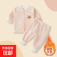 嬰兒加絨加厚套裝開(kāi)衫秋裝分體男女寶寶秋冬衣服一體絨保暖兩件套 粉色 90 (身高77-85CM)