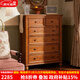 入林選木斗柜全實(shí)木白蠟木儲物收納柜美式斗柜抽屜式斗櫥中古臥室柜儲物柜 新胡桃色 六斗柜 進(jìn)口白蠟木