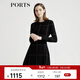 PORTS寶姿女裝秋冬新品長(cháng)袖中長(cháng)連衣裙 黑/白 L