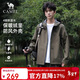 駱駝（CAMEL）戶(hù)外軟殼衣男加絨加厚連帽上衣春秋防潑水防風(fēng)跑步夾克外套女