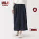 MUJI 女式 木棉混 輕量牛仔 裙褲 褲子女款26年春季新品 休閑褲 女裝 藏青色 XL (165/74A)