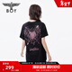 BOY LONDON【熾愛(ài)之心】春夏男女同款短袖燙金弓箭愛(ài)心圓領(lǐng)套頭T恤 黑色 XS