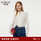 歌莉婭白色襯衫女立領(lǐng)花邊裝飾設計感氣質(zhì)通勤上衣1E1R3I120 05W米白 S