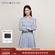 Tommy Hilfiger春夏女裝時(shí)尚商務(wù)氣質(zhì)休閑通勤條紋收腰顯瘦寬松襯衫連衣裙 藍白條紋0BI S (34)