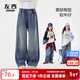 左西女童牛仔褲兒童褲子春裝2026新款中大童寬松直筒褲 牛仔色 160