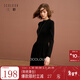 三彩2025冬季新款針織連衣裙長(cháng)袖收腰A字裙氣質(zhì)長(cháng)裙半高領(lǐng)S 經(jīng)典黑 L 165/88A