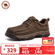 駱駝牌 休閑皮鞋壓花紋牛皮男士工裝大頭鞋爸爸鞋 P15A307021 咖啡 39