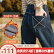 百圖betu女裝冬季新款牛仔褲加絨牛仔直筒褲顯瘦褲子女2411X03 牛仔色 S