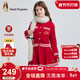 暇步士（Hush Puppies）童裝女童毛衣套裝大童學(xué)院風(fēng)線(xiàn)衣裙子新年款 珊瑚紅    150   