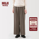 MUJI女式 起毛 直筒褲 褲子女款長(cháng)褲休閑褲女裝25年冬季 BE1XRC5A 棕色圖案 M (160/66A)
