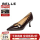 百麗（Belle）時(shí)尚百搭高跟鞋女商場(chǎng)同款舒適牛皮細跟單鞋BKR03AQ4 酒紅色 36 (230mm)