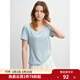 獨束大碼女裝簡(jiǎn)約“瘦瘦T”V領(lǐng)修身上衣2025夏季新款簡(jiǎn)約百搭T恤 冰晶藍（U領(lǐng)） XL （尺碼：3）