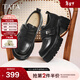 他她（TATA）小皮鞋2026春季新款豆豆鞋黑色厚底女鞋樂(lè )福鞋子CHY07AM6 黑色 41