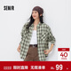 森馬（Semir）長(cháng)袖襯衫女春季中長(cháng)款oversize翻領(lǐng)落肩格紋女生襯衣101125105007