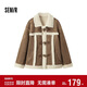 森馬（Semir）外套女牛角扣翻領(lǐng)寬松文藝2024冬季仿麂皮仿兔毛夾克109724108011